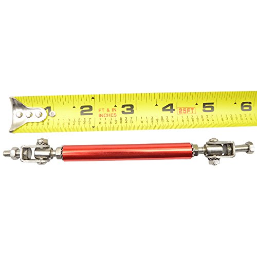 IKON MOTORSPORTS Adjustable Universal Fit Most Vehicles Front Bumper Lip Splitter Diffuser Strut Rod Tie Support Bars 2PCS Red
