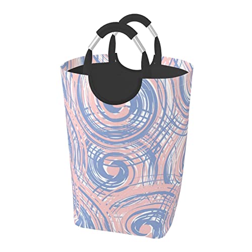 ランドリーバスケット ピンクの渦 洗濯物入れ 汚れた衣類バスケット 持ち運び ランドリーバッグ 折り畳み式洗濯カゴ 収納バッグ 雑貨収納 大容量 折りたたみ 撥水加工 取っ手付き 軽量 旅行 寝室 脱衣所 リビング