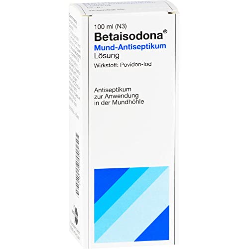 Betaisodona® Mund-Antiseptikum 100 ml, Lösung gegen Bakterien, Pilze oder Viren zum Gurgeln und Spülen, mit PVP-Iod – gut verträglich für die Schleimhaut – milder Geschmack – färbt Zähne nicht