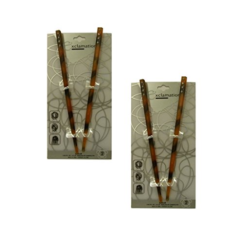 Brown and Black Hair Sticks with Diamonds (4 Sticks)