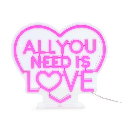 Legami - Insegna Luminosa Led a Effetto Neon, Decorazione, Base Removibile, Alimentazione con Cavo Type-C, Tema All You Need Is Love, Solo per Utilizzo Interno