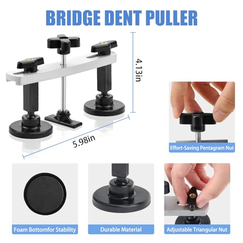 Image of 128PCS Dent Removal Kit,Paint-Safe Dent Removal Tools, DIY Dent Puller Set with Golden Lifter, T-Bar, Bridge Suction Cup Puller, Rubber Hammer & Glue Gun for Car Dent Removal