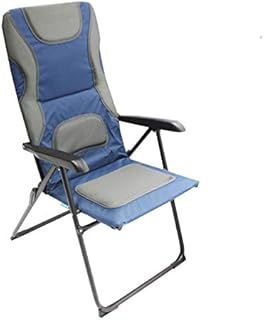 Homecall 30042 Folding garden camping chair steel Rip-Stop polyester/mesh padded backrest adjustable extra high blue/grey, 114.0 cm*70.0 cm*60.0 cm