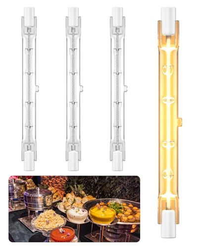 BrightArk Lot de 4 ampoules chauffantes 500 W 240 V 118 mm R7S pour nourriture, portique, restauration, buffets, cantine, hôtellerie