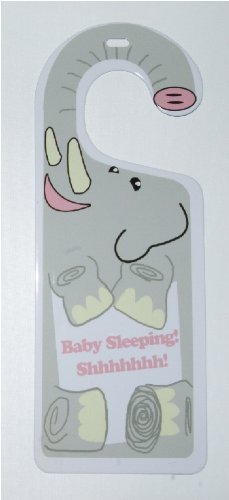Miniatura 1 de Elefante bebé durmiendo Shhhhhhh Perilla de puerta de estaño para guardería, dormitorio, regalo