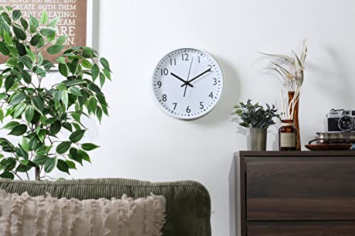 不二貿易(Fujiboeki) 掛け時計 幅25×奥行4×高さ25cm ホワイト 静音式 連続秒針 シンプル 37859 小型 [2]