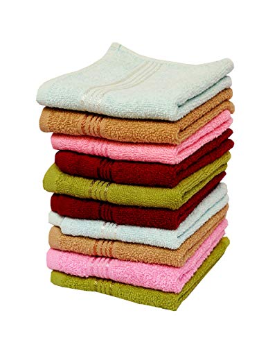 Image of Space Fly 500 GSM Cotton Fresh Loom Face Towel for Women | Towel Hanky for Men | Baby face Towels Newborn | Soft Hand Napkins for Women | Napkins for Hand Towel Small | Face Towel Set of 10