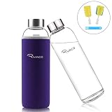 Eco-Friendly Material: Hecho del vidrio del borosilicate de TOXIC-FREE de la alta calidad, que es más durable y tiene tolerancia mejor de la temperatura que botellas de cristal tradicionales. Puede preservar el sabor natural de la fruta de su bebida para prevenir la oxidación.