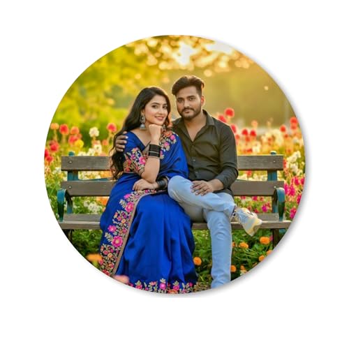 Image of Customised Fridge Magnet with Photo & Name | Personalized Refrigerator Magnet for Special Moments (Round)