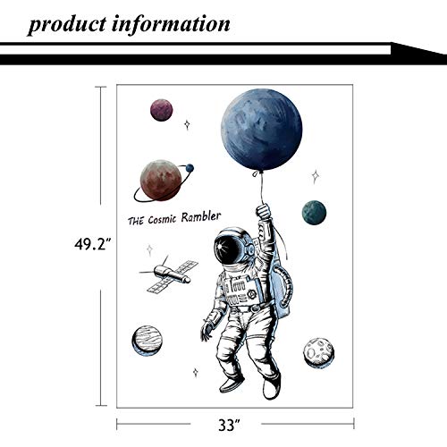 Astronaut Wall Mural Decals,3D Planet Universe Galaxy Outer Space Wall Stickers, Peel And Stick Removable Space Capsule Window Wall Stickers For Kids Nursery Bedroom Living Room (Space Walker) #TOP1