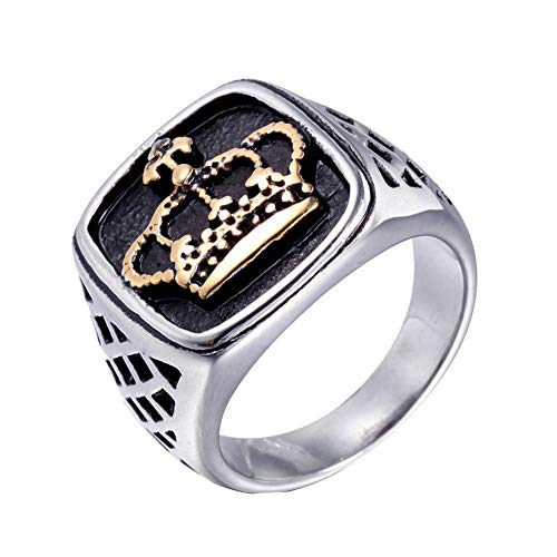 Bague homme acier inoxydable rétro couronne punk pour style biker