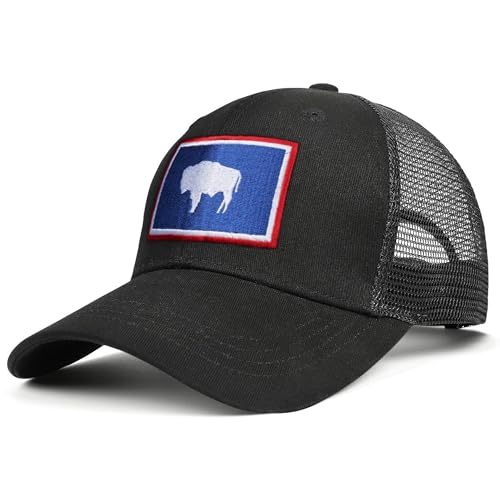 Image of Adjustable State Flag Trucker Hat Mesh Baseball Cap with Embroidered Patch for Men Women