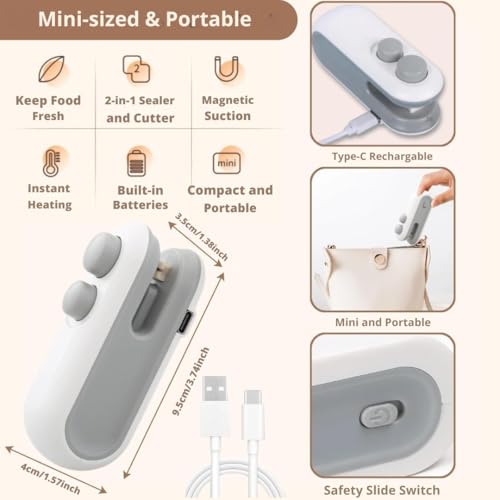 Image of ANTIL'S Mini Sealing Machine - Portable Handheld Sealer Clip for Food, Snacks, Chips | Plastic Bag Heat Sealer for Freshness & Storage | Multicolor (Pack of 1) multi