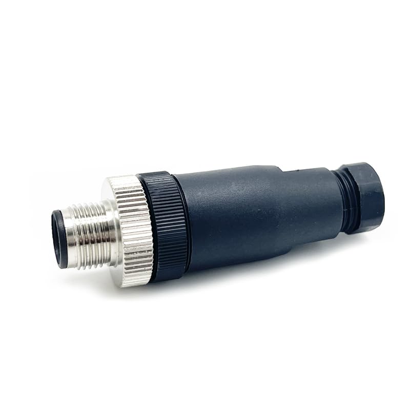 10Pcs M12 4 Pin Male Connector, Field Assembly Wireable Adapter 12mm IP67 Waterproof Straight Sensor D Code Unshiled Industrial Circular Connector for Electric Bicycles PG7 Cable 250V 4A(10PCS)