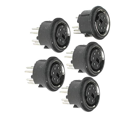 Aexit 5 Pcs Cables & Interconnects Black PCB Mounting Female DIN 6 Pin S-Video Power Cables Sockets Connectors