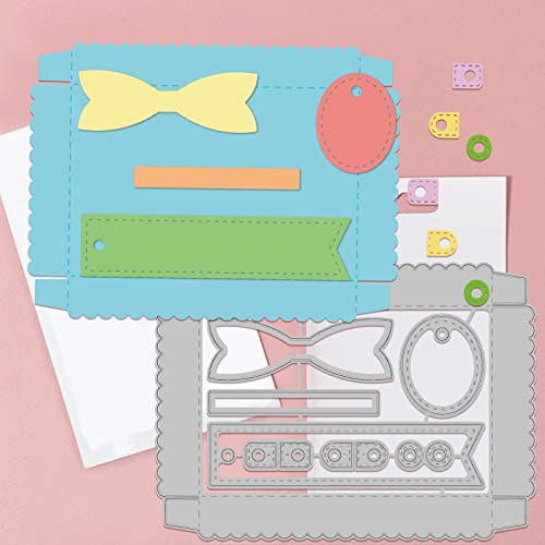 GLOBLELAND Gift Box with Window Cutting Dies Metal 3D Candy Box Frame Die Cuts Embossing Stencils Template for Paper Card Making Decoration DIY Scrapbooking Album Craft Decor