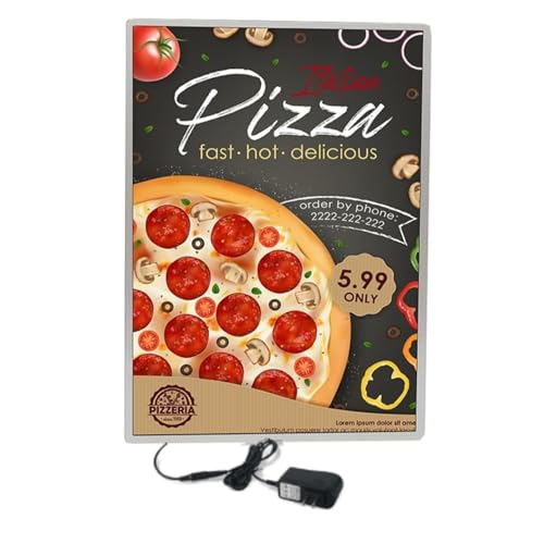 Image of QAILUX LED Sign Board for Advertising | Ultra Slim Display Frame for Restaurants, Cafes, and Cinemas | Glass Desktop Menu Holder with LED Light (A4 (8.3x11.7Inc))