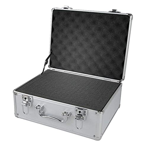 HYCy Aluminium Werkzeugkoffer, Werkzeugkoffer Haushaltstragekoffer Aktenkoffer Toolbox mit Schaumstoff, Silber (Silber)
