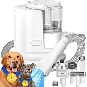 Dog Grooming Kit, Dog Grooming Vacuum, Pet Grooming Kit, Dog Vacuum Brush for Shedding Grooming, 1.5 Dust Cup with 5 Pet Grooming Tools, 12000Pa Dog Vacuum