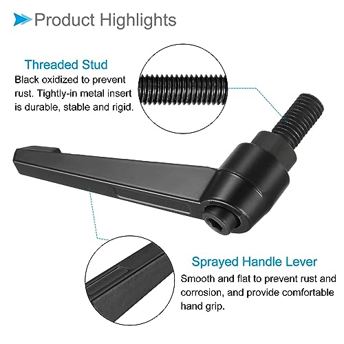 Image of Clamping Lever Handles, M12 x 25mm Male Thread, Adjustable Quick Release Locking Rotating Bolt Knobs Black - (Applications: for Lathe Machinery), 1-Piece
