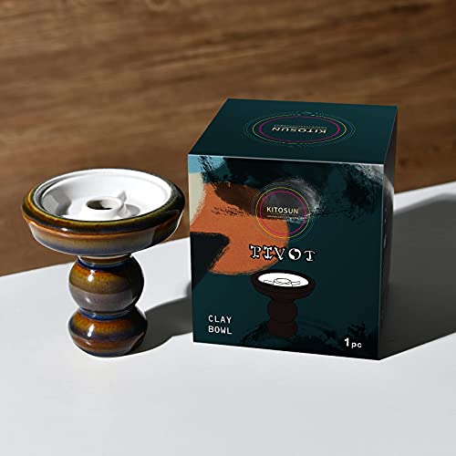 Hookah Bowl Phunnel Hookah Bowl Clay Hookah Head with Glaze Superior Shisha Bowl Fits for Hookah Coals Charcoal Holder HMD Hookah Foil for Better Hookah Shisha Narguile Smoking (Pivot - Gold)