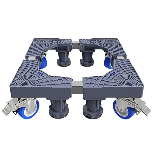 FALANZATH Waschmaschinen Untergestell mit 8 Gepolsterten 4-Räder,Max Belastung 800KG,Einstellbare Waschmaschinensockel 41-62cm,10-12cm für Kühlschrank,Waschmaschine,Rockner,Gefrierschrank(Mit Rädern)