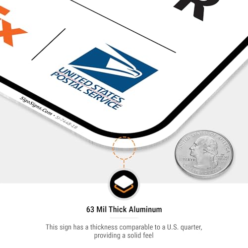 Image of Package Delivery Sign, Delivery Instructions Deliver All Package to Front Door Up Arrow Sign, 12x18 Inches, Rust Free .063 Aluminum, Fade Resistant, Made in USA