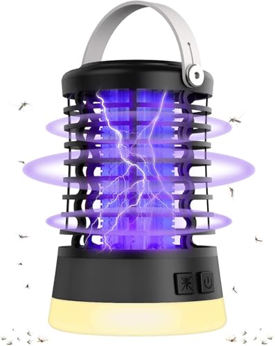 Insektenvernichter Elektrisch Mückenschutz Fliegenfalle Wasserdicht IPX6 Mückenlampe mit USB-C Ladung für Camping Garten Balkon Schlafzimmer Mückenfalle mit Aufhängehaken