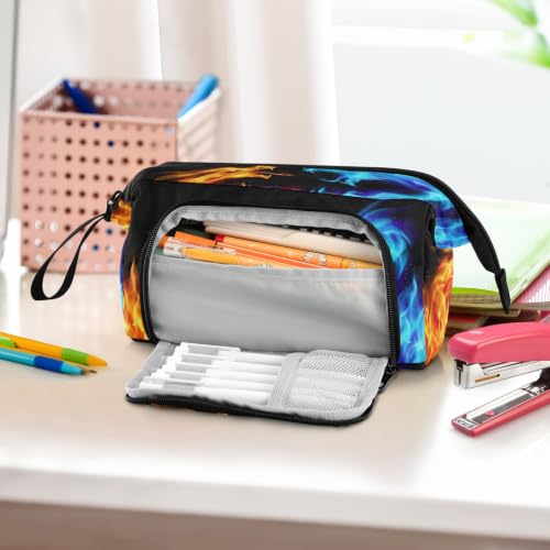 Image of Dragons Fire Print Pencil Case Pouch Big Capacity Pencil Bag Box Organizer Pen Case with Compartmens Stationery Organizer for Girls Boys Women School College Office
