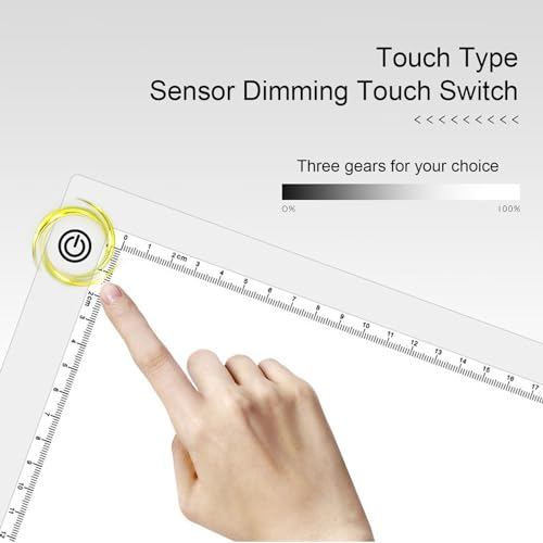A3 LED Light Pad, Portable Adjustable Brightness LED Board Pad with 1.5m USB Cable for Artists Drawing Diamond Painting Stencilling Sketching Animation X ray Viewing