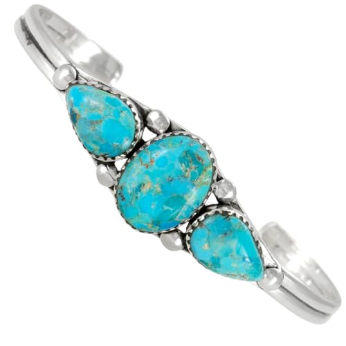 Turquoise Bracelet Sterling Silver 925 Genuine Gemstones Gemstones Cuff Bracelet