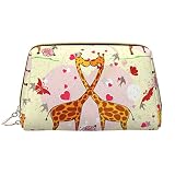 Trousse de maquillage portable en cuir avec motif sirène et poisson bleu sarcelle, Girafe, cœur, fleur, papillon, Taille unique
