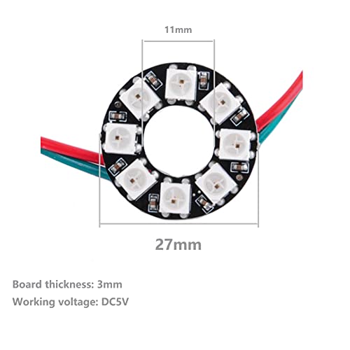 Image of 2pcs 8 LEDs WS2812B 5050 RGB Pixel LED Ring Light DC 5V Full Magic Color Lamp Individually Addressable with Integrated Driver for Arduino for Raspberry Pi