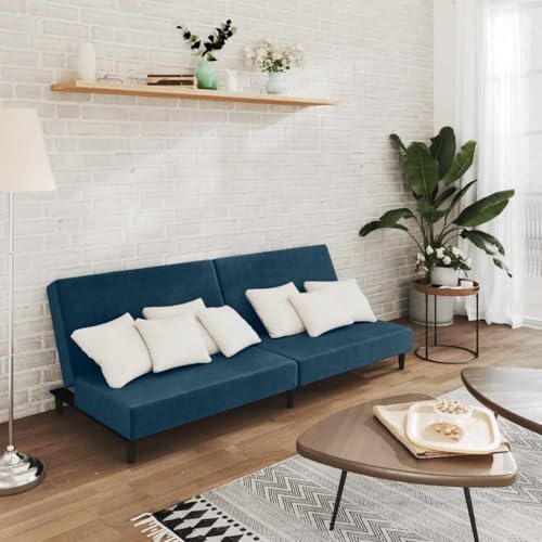 Sofá cama moderno de 200 cm para salón y apartamentos pequeños en terciopelo azul 3