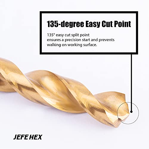 Jefe Hex Hex Shank Drill Bit Set - 5 Pcs Impact Driver Drill Bit Set With Quick Change Shank - Hss Titanium Twist Drill Bits For Steel, Copper, Aluminum, Zinc Alloy, Wood And Plastics, 3/32",1/8",5/32",3/16",1/4" #TOP2