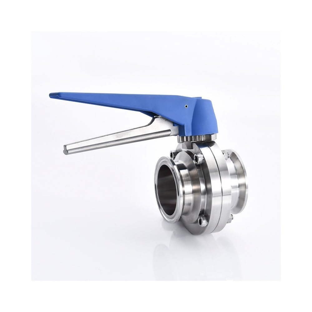 Valvola A Farfalla A Morsetto Triplo 1 Pezzo, Diametro Tubo 19-102mm, Ghiera 50,5-119mm, Con Maniglia A Becco D'anatra Valvola Manuale Sanitaria In Acciaio Inossidabile 304(Plastic Handle,57mm Ferrule