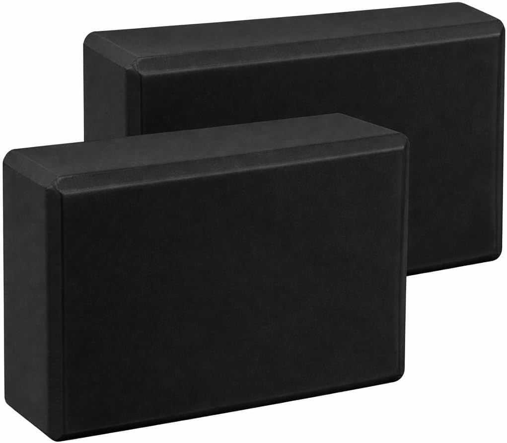 2 Pack Yoga Blocks Non Slip Yoga Bricks for Pilates, Stretching, Balance Durable & Travel-Friendly EVA Foam 23cm×15cm×7cm Lightweight Yoga Accessories for Exercises (Pair of Black, 23 x 15 x 7 cm)