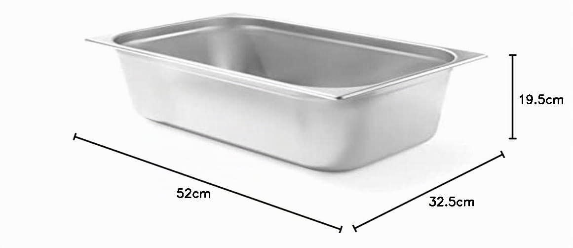 HENDI Contenitore Gastronorm GN 1/1, Budget Line, resistenza termica -40 °C a 250 °C, per forno e bagnomaria, 28L, 530x325x(H) 200mm, acciaio inox