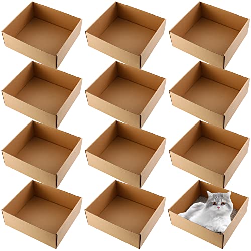12 Pcs Disposable Cat Litter Box Paper Cat Litter Tray Cardboard Moistureproof Thick Kitty Litter Pan Lightweight Foldable Low Entry Portable Cat Litter Box For Cat Travel Car Home 13 X 11.8 X 4.7'' #TOP28
