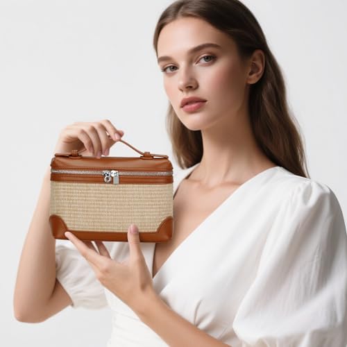 KKXIU Straw Crossbody Bags for Women,Top Handle Beach Bag & Clutch Raffia Summer Purse Shoulder Handbags with Adjustable Belt3