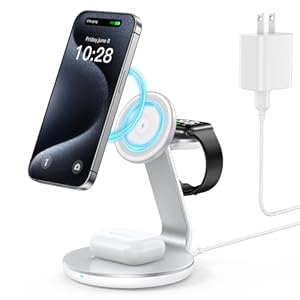 3 in 1 Charging Station Compatible with Magsafe Charger Wireless Charger Stand for iPhone 16 15 14 13 12 Series Wireless Charging Station for AirPods Wireless Charging Stand for iWatch Series