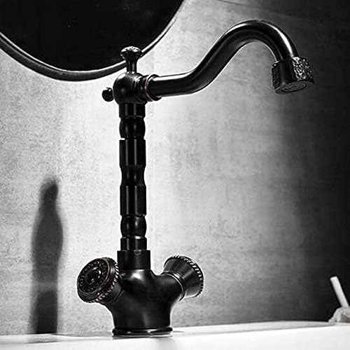 Robinet de lavabo de salle de bain noir court mitigeur eau chaude froide