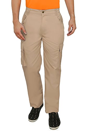 Image of ASHDAN Outdoor Solid Cargos. Regular Fit. Multi-Utility Pockets. Sturdy Polyester-Cotton Blended Cargo Trousers