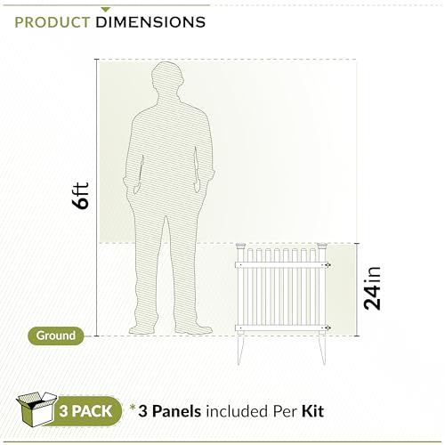 2ft H x 2ft W (3 Panels) No Dig Zippity Roger Rabbit Garden Fence Kit, White Vinyl Picket Fence Panels, Perfect Garden Fences and Borders for Dogs, Dog Fence Outdoor for Yard, ZP19056