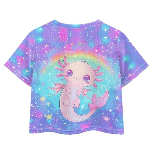 Image of Kids T Shirt Short Sleeve Crop Tops for Girls Summer Clothes Pullover Tees Shirt 5-14