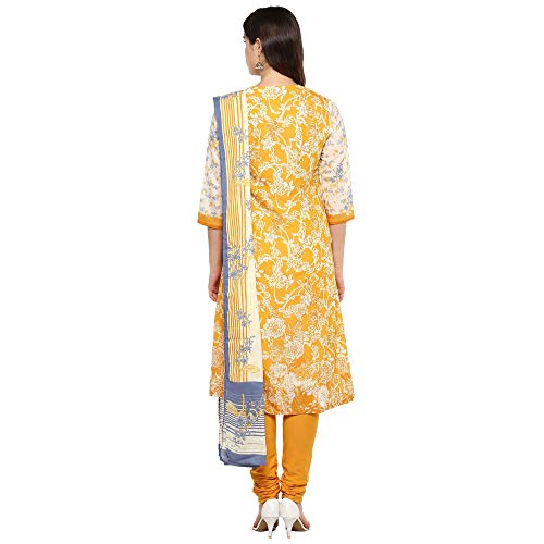 Image of BIBA Women Straight Cotton And Viscose Kurta Narrow Pants Suit Set