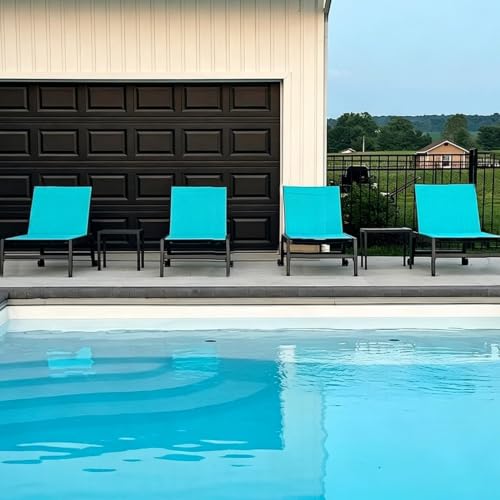 Image of PURPLE LEAF Oversized Patio Lounge Chairs Set of 2 w /Wheels Turquoise Blue