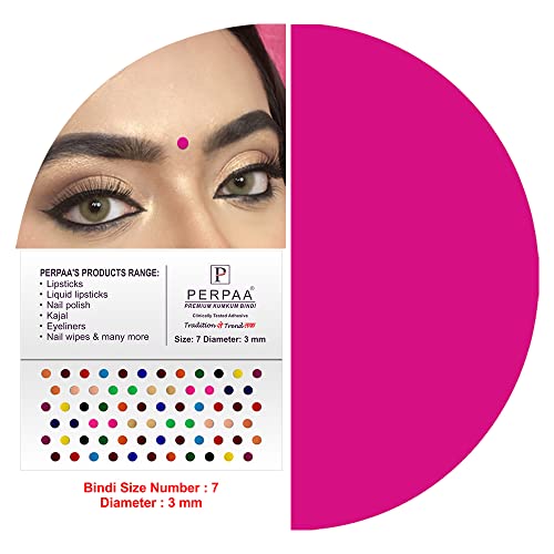 Image of PERPAA Premium Velvet Sticker Kumkum Bindi Box of 15 Flaps - Pottu for Women,Ladies, Girls (Size 7, Diameter 4mm, Multicolor)
