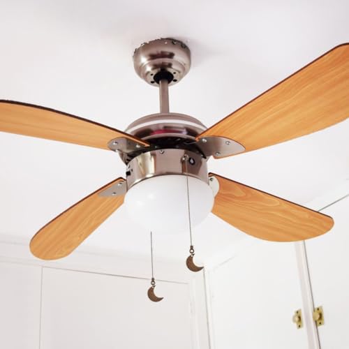 Image of 7pcs Ceiling Fan Pull Chain 7 Styles Moon Sun Decorative Totem 14 Inches Fan Pull Chain Pendant Extension Lighting Fan Beaded Ball Fan Pull Chain Extender Ornament with Connector