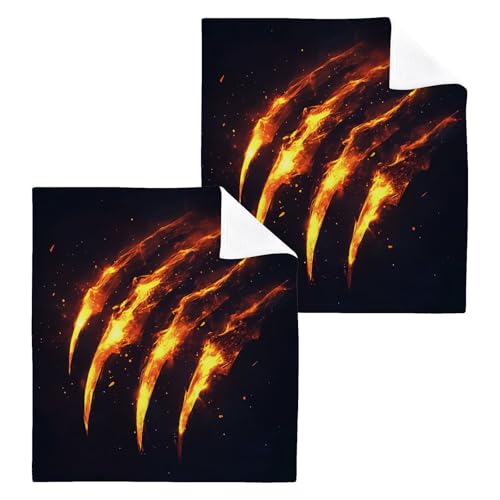 PaChyLuu 4 Pack Glowing Claw Marks Cotton Washcloths Highly Absorbent Face Cloth Reusable Body Towels, Gentle for Sensitive Skin, 12 x 12 Inch